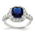 Sterling Silver Rhodium-plated Polished Blue Glass and CZ Ring - QR-653DEE92-5387
