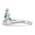 Sterling Silver Rhodium-plated Polished Blue Lab Created Opal Turtle on Wave Size 8 Ring