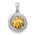 Sterling Silver Rhodium-plated Polished Checker-cut Round Citrine and White Topaz Circle Pendant