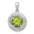 Sterling Silver Rhodium-plated Polished Checker-cut Round Peridot and White Topaz Circle Pendant