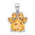 Sterling Silver Rhodium-plated Polished Citrine Paw Pendant