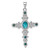 Sterling Silver Rhodium-plated Polished Compressed Turquoise Cabochons Fancy Cross Pendant