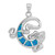 Sterling Silver Rhodium-plated Polished Created Blue Opal Gecko Pendant
