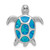 Sterling Silver Rhodium-plated Polished Created Blue Opal Turtle Slide