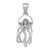 Sterling Silver Rhodium-plated Polished Crystal Jellyfish Pendant