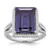 Sterling Silver Rhodium-plated Polished CZ & Blue Crystal Ring - QR-17C44985-7241