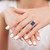 Sterling Silver Rhodium-plated Polished CZ & Blue Crystal Ring - QR-47A80CBC-2800
