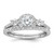 Sterling Silver Rhodium-plated Polished CZ 3-Stone Halo Size 6 Engagement Ring and Wedding Band Set