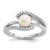 Sterling Silver Rhodium-plated Polished CZ and 6-7mm Freshwater Cultured Pearl Size 6 Ring