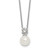 Sterling Silver Rhodium-plated Polished CZ and 7-8mm Shell Pearl 15.5 inch with 2 inch Extender Necklace