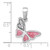 Sterling Silver Rhodium-plated Polished CZ and Pink Enamel Butterfly Pendant
