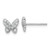 Sterling Silver Rhodium-plated Polished CZ Butterfly Post Earrings