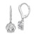 Sterling Silver Rhodium-plated Polished CZ Flower Leverback Earrings