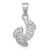 Sterling Silver Rhodium-plated Polished CZ Footprints Pendant