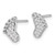 Sterling Silver Rhodium-plated Polished CZ Footprints Post Earrings
