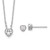 Sterling Silver Rhodium-plated Polished CZ Heart Children's 13in w/2in Ext. Necklace & Stud Earring Set