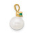 14k 7-7.5mm White Round Freshwater Cultured Pearl and .09EM Emerald Pendant