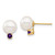 14k 7-7.5mm White Round Freshwater Cultured Pearl and .14AM Amethyst Post Earrings