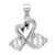 Sterling Silver Rhodium-plated Polished CZ Swan Couple Pendant
