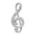 Sterling Silver Rhodium-plated Polished CZ Treble Clef Slide