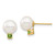 14k 7-7.5mm White Round Freshwater Cultured Pearl and .14PE Peridot Post Earrings