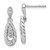 Sterling Silver Rhodium-plated Polished CZ Twisted Teardrop Dangle Post Earrings