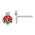 Sterling Silver Rhodium-plated Polished Enameled & Crystal Ladybug Children's Post Earrings