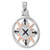Sterling Silver Rhodium-plated Polished Enameled Compass Rose-tone Pendant
