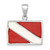Sterling Silver Rhodium-plated Polished Enameled Dive Flag Pendant