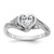 Sterling Silver Rhodium-plated Polished Fancy CZ Center Heart Size 8 Ring