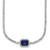 Sterling Silver Rhodium-plated Polished Fancy Emerald-cut Blue and White CZ Halo 16 Inch with 2 Inch Extension Necklace