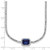 Sterling Silver Rhodium-plated Polished Fancy Emerald-cut Blue and White CZ Halo 16 Inch with 2 Inch Extension Necklace