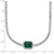 Sterling Silver Rhodium-plated Polished Fancy Emerald-cut Green and White CZ Halo 16 Inch with 2 Inch Extension Necklace
