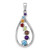 Sterling Silver Rhodium-plated Polished Fancy Multi Gemstone Teardrop Pendant