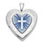 Sterling Silver Rhodium-plated Polished Front/Brushed Back Blue Cross Resin Cameo 20mm Heart Locket