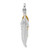 Sterling Silver Rhodium-plated Polished Gold Tone Double Feather Pendant