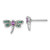 Sterling Silver Rhodium-plated Polished Green, Yellow and Pink CZ Dragonfly Post Earrings