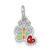 Sterling Silver Rhodium-plated Polished Green/Yellow/Orange/Red Enamel Butterfly And Heart Childrens Pendant
