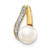 14k 7-8mm Button White FWC Pearl and Rhodium Diamond Pendant