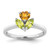 Sterling Silver Rhodium-plated Polished Heart Citrine and Peridot Flower Ring - QR-8F2D0456-4638