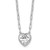 Sterling Silver Rhodium-plated Polished Heart CZ with Paperclip Chain 16 inch with 1.75 inch Extension Necklace