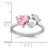Sterling Silver Rhodium-plated Polished Heart Pink and Pear-shaped White CZ Size 7 Ring