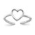 Sterling Silver Rhodium-plated Polished Heart Toe Ring
