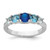 Sterling Silver Rhodium-plated Polished Lab Created Spinel/Lab Created Aquamarine/CZ  5-Stone Size 7 Ring