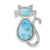 Sterling Silver Rhodium-plated Polished Larimar Cat Chain Slide