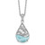 Sterling Silver Rhodium-plated Polished Larimar Dolphin Teardrop 16 Inch with 2 Inch Extension Necklace