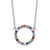 Sterling Silver Rhodium-plated Polished Multi-color Circle CZ Necklace