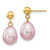 14k 7-8mm Purple Rice Freshwater Cultured Pearl Post Dangle Earrings