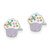 Sterling Silver Rhodium-plated Polished Multi-color Enameled Cupcake Children's Post Earrings