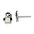 Sterling Silver Rhodium-plated Polished Multi-color Enameled Penguin Children's Post Earrings